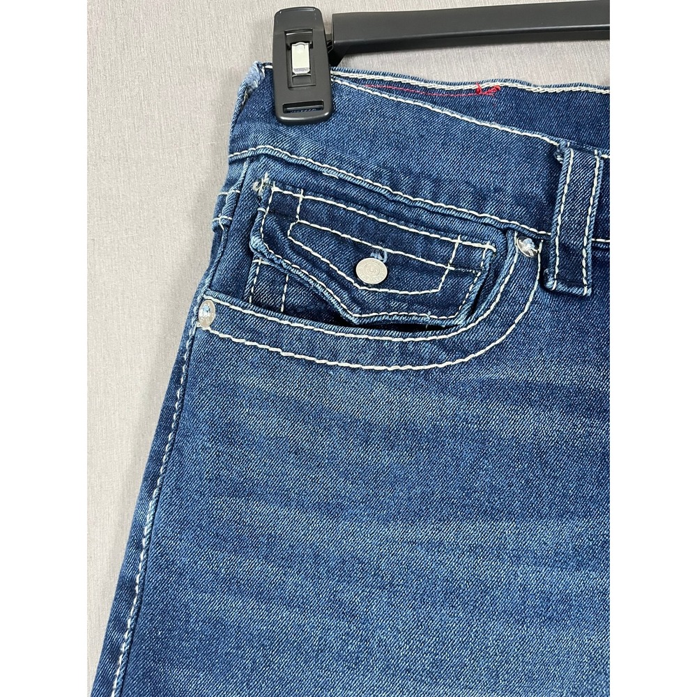 True Religion Jeans Mens 31 Geno Relaxed Slim Blue Contrast Stitch EUC - Picture 5 of 13
